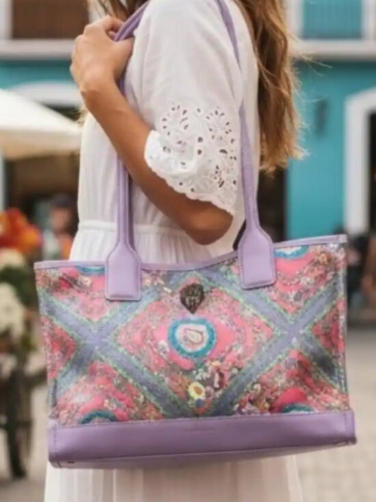 Kurt Geiger Handbags - Kurt Geiger London Lavender SCARF Print Tote Bag